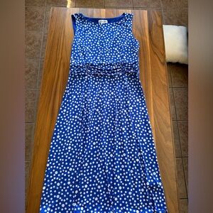 Blue Polka Dot Sleeveless Dress